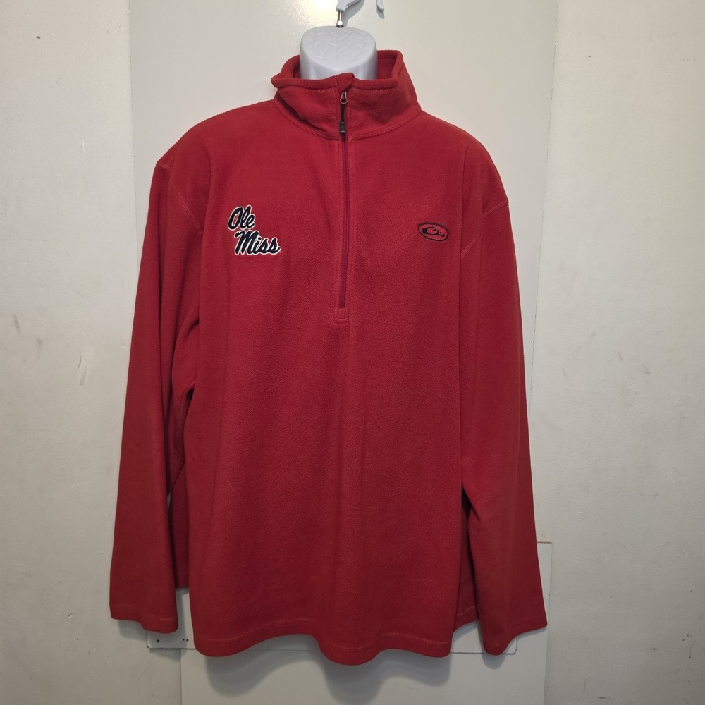 Drake Clothing Co Ole Miss Rebels Red Fleece Quarter Zip Pullover 2XL